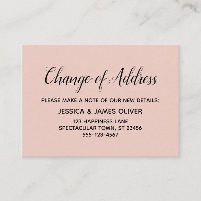 Elegant, Minimal Change of Address Blush Pink Card (Front)