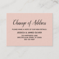 Elegant, Minimal Change of Address Blush Pink Card