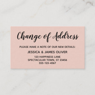 Elegant, Minimal Change of Address Blush Pink Enclosure Card