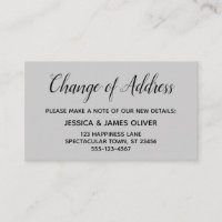 Elegant, Minimal Change of Address Grey Card