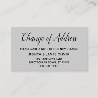 Elegant, Minimal Change of Address Grey Card