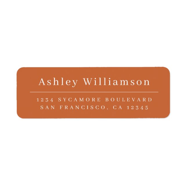Elegant Minimal Chic Burnt Orange Return Address (Front)