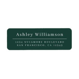 Elegant Minimal Chic Dark Green Return Address