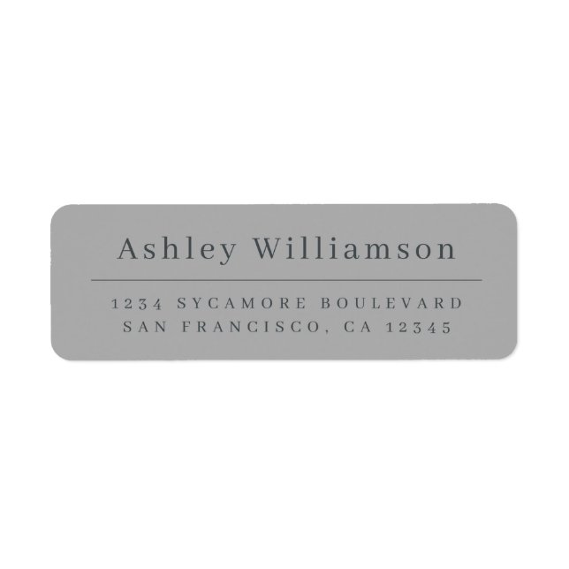 Elegant Minimal Chic Grey Return Address Label (Front)