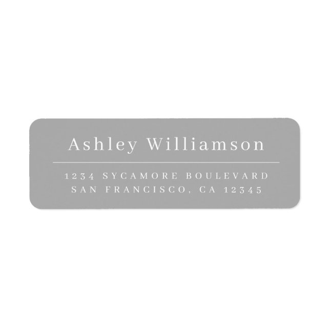 Elegant Minimal Chic Grey Return Address Label (Front)