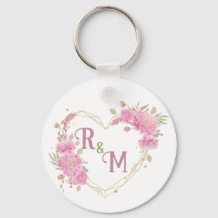 Elegant minimal Chic Initial letter monogram name Keychain
