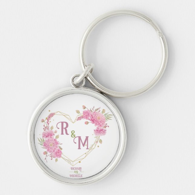 Elegant minimal Chic Initial letter monogram name Keychain (Front)