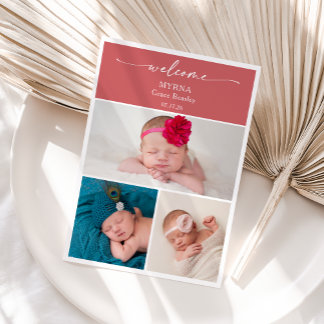 Elegant Minimal Chic Photo Baby Announcement Card