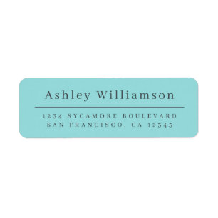 Elegant Minimal Chic Turquoise Blue Return Address