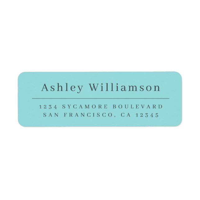 Elegant Minimal Chic Turquoise Blue Return Address (Front)