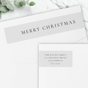 Elegant Minimal Christmas Dove Grey Return Address Wrap Around Label