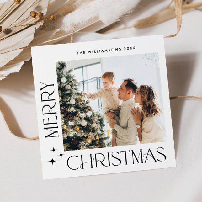 Elegant Minimal Christmas Greeting Photo QR code Holiday Card (Creator Uploaded)