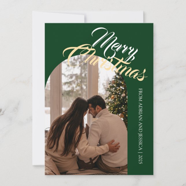 Elegant Minimal Christmas | Modern Family 1 Photo Holiday Card (Front)