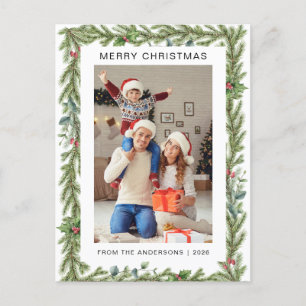 Elegant Minimal Christmas   Modern Family 1 Photo Holiday Postcard