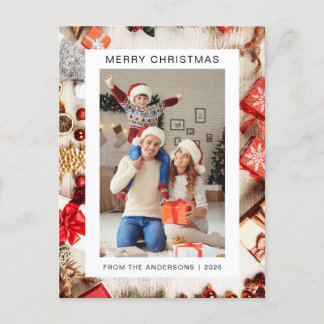 Elegant Minimal Christmas | Modern Family 1 Photo Holiday Postcard