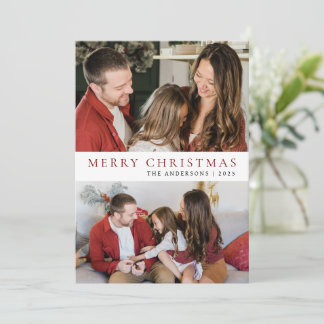 Elegant Minimal Christmas | Modern Family 2 Photo Holiday Card
