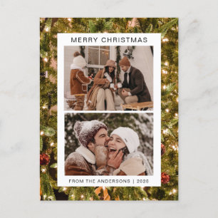 Elegant Minimal Christmas   Modern Family 2 Photo Holiday Postcard