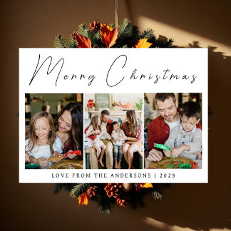 Elegant Minimal Christmas | Modern Family 3 Photo Holiday Card