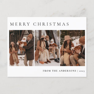 Elegant Minimal Christmas   Modern Family 3 Photo  Holiday Postcard