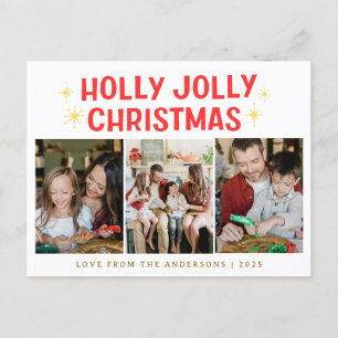 Elegant Minimal Christmas   Modern Family 3 Photo  Holiday Postcard