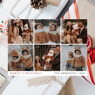 Elegant Minimal Christmas   Modern Family 6 Photo Holiday Card