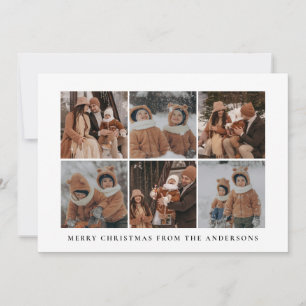 Elegant Minimal Christmas Modern Family 6 Photo Holiday Card