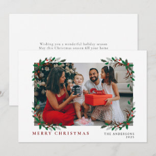 Elegant Minimal Christmas Modern Family Portrait Holiday Card