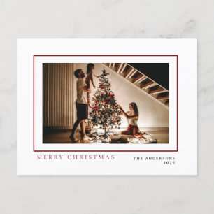 Elegant Minimal Christmas Modern Family Portrait Holiday Postcard
