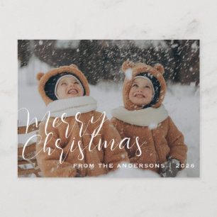 Elegant Minimal Christmas   Modern Family Portrait Holiday Postcard