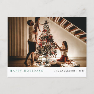 Elegant Minimal Christmas   Modern Family Portrait Holiday Postcard