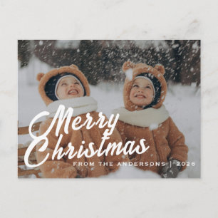 Elegant Minimal Christmas   Modern Family Portrait Holiday Postcard