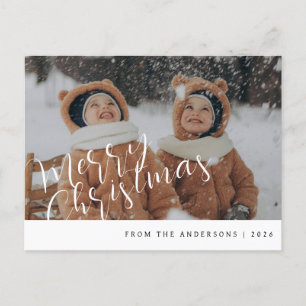 Elegant Minimal Christmas Modern Family Portrait Holiday Postcard