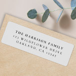 Elegant Minimal Classic Dove Grey Return Address<br><div class="desc">A stylish minimal return address label with classic typography in black on a clean simple minimalist dove grey background. The text can be easily customized for a personal touch. A simple,  minimalist and contemporary design to stand out from the crowd!</div>