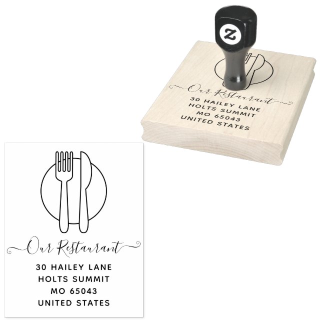     Elegant Minimal Classy Restaurant Professional Rubber Stamp (Stamped)