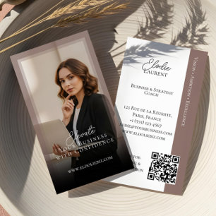 Elegant Minimal Consulting Coach Photo QR Code Bus Business Card