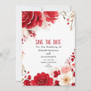 Elegant Minimal Crimson Red Digital Wedding Invitation