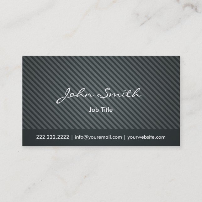 Elegant Minimal Dark Green Stripes Business Card (Front)