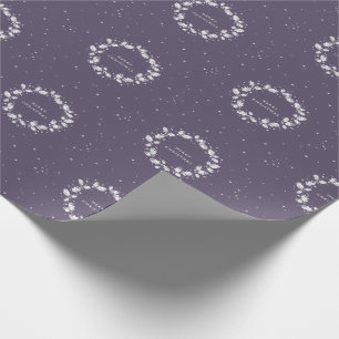 Elegant Minimal Dark Purple Christmas Holly Wreath Wrapping Paper