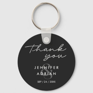 Elegant Minimal Eerie Black Modern Wedding Keychain