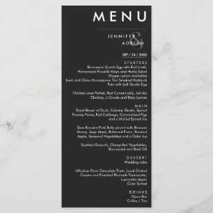 Elegant Minimal Eerie Black Modern Wedding Menu