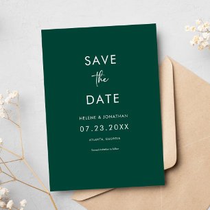 Elegant Minimal Emerald Green Wedding Save The Date