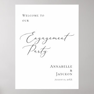 Elegant minimal Engagement Party welcome Poster