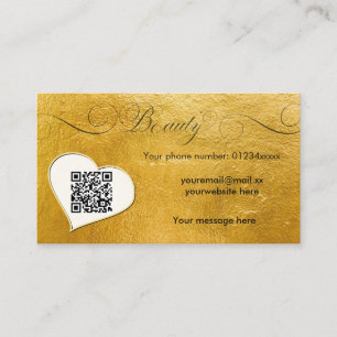 Elegant minimal faux gold Qr code beauty salon Business Card