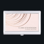 Elegant minimal faux rose gold geometric pink business card holder<br><div class="desc">Elegant geometric design in faux rose gold and blush pink.</div>