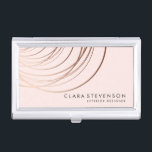 Elegant minimal faux rose gold geometric pink business card holder<br><div class="desc">Elegant geometric design in faux rose gold and blush pink.</div>