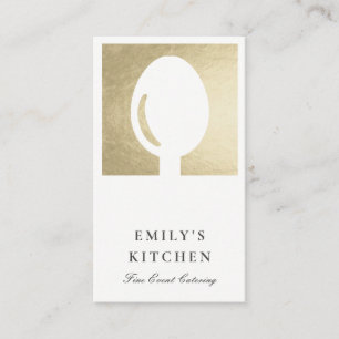 ELEGANT MINIMAL FAUX SILVER SPOON CHEF CATERING BUSINESS CARD