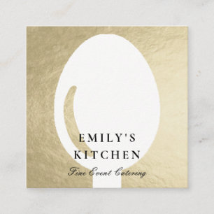 ELEGANT MINIMAL FAUX SILVER SPOON CHEF CATERING SQUARE BUSINESS CARD