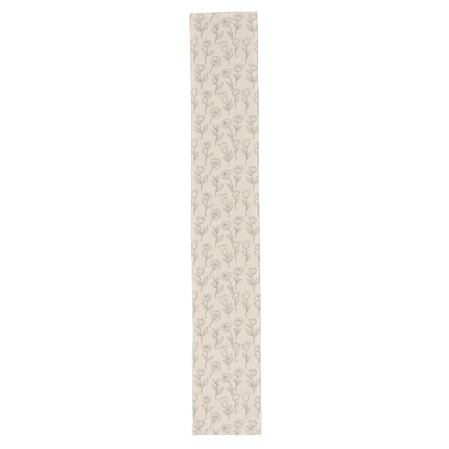 Elegant Minimal Floral Line Pattern Long Table Runner (Front)
