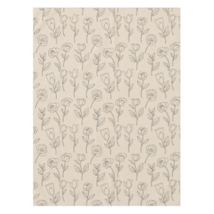 Elegant Minimal Floral Line Pattern Tablecloth