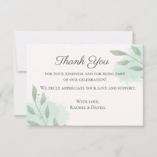 Elegant Minimal Floral Wedding Thank You Card